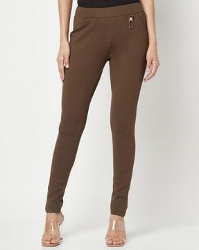 slim fit flat-front pants