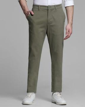 slim fit flat-front pants