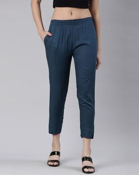 slim fit flat-front pants