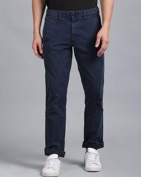 slim fit flat-front pants