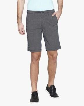 slim fit flat-front shorts with insert pockets
