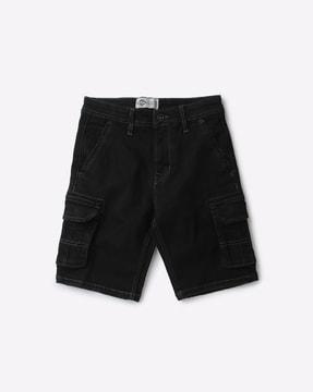 slim fit flat-front shorts with pockets