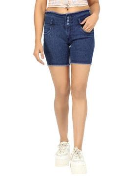 slim fit flat-front shorts