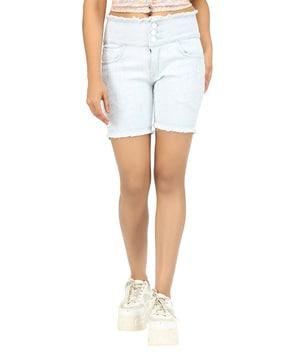 slim fit flat-front shorts