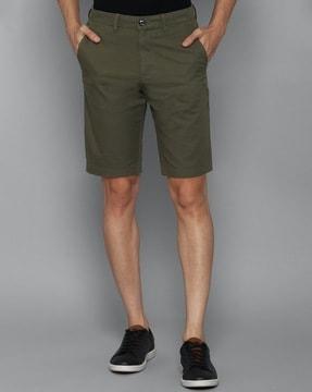 slim fit flat-front shorts