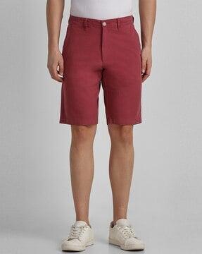 slim fit flat-front shorts