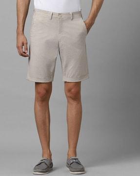 slim fit flat-front shorts