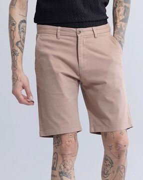 slim fit flat-front shorts