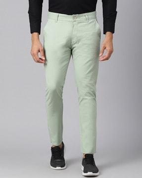 slim fit flat-front trousers 