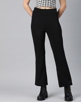 slim fit flat-front trousers with bootcut
