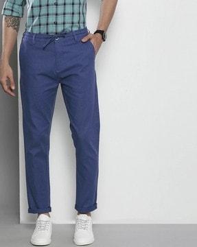 slim fit flat-front trousers with drawstring