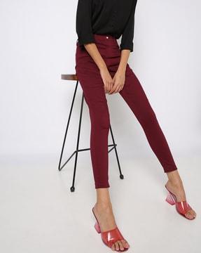 slim fit flat-front trousers with insert pockets