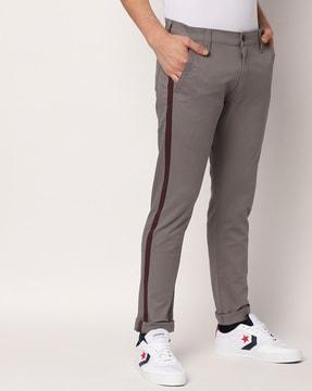 slim fit flat-front trousers