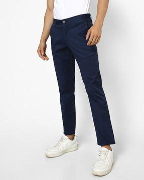 slim fit flat-front trousers