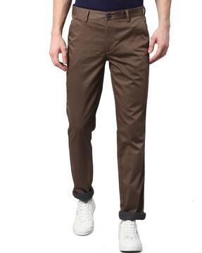 slim fit flat front trousers