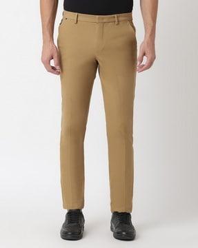 slim fit flat-front trousers