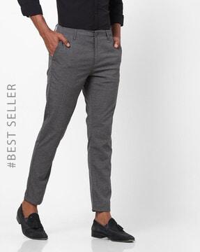 slim fit flat-front trousers