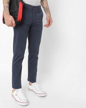 slim fit flat-front trousers