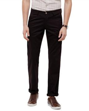 slim fit flat-front trousers