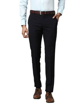 slim fit flat-front trousers