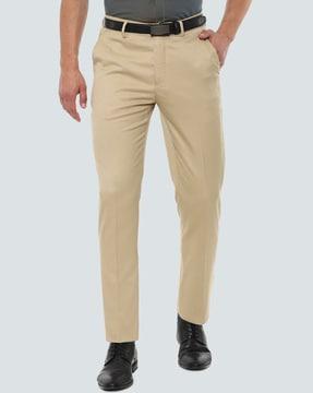 slim fit flat-front trousers