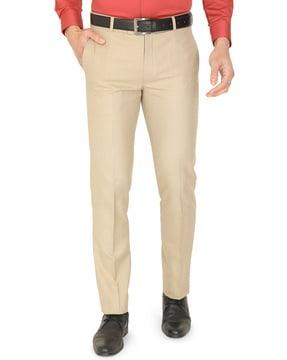 slim fit flat-front trousers