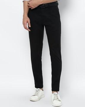 slim fit flat-front trousers