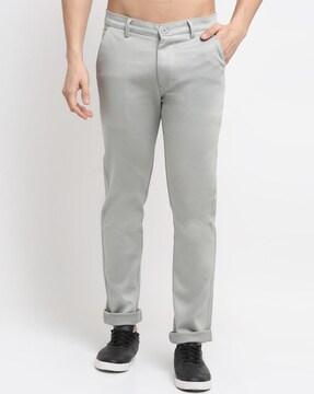 slim fit flat-front trousers