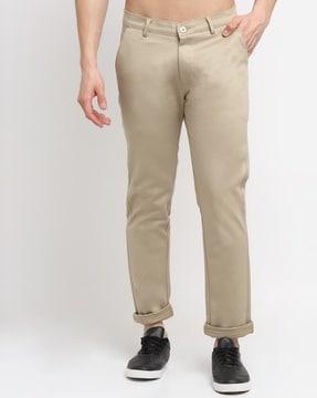 slim fit flat-front trousers