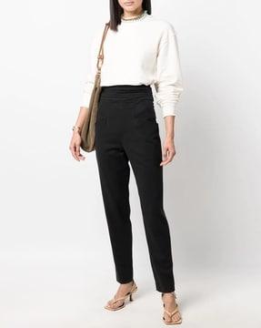 slim fit flat-front trousers