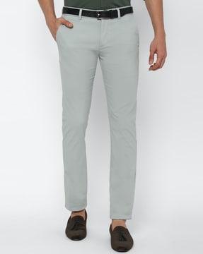 slim fit flat-front trousers