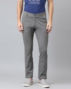 slim fit flat-front trousers