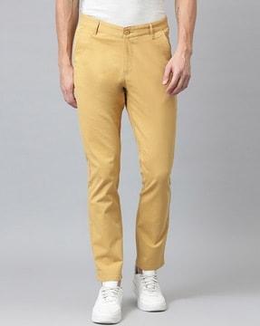 slim fit flat-front trousers