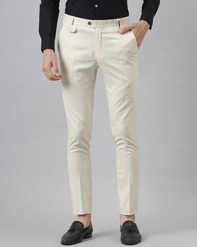 slim fit flat-front trousers