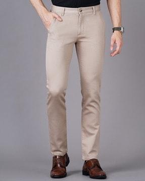 slim fit flat-front trousers