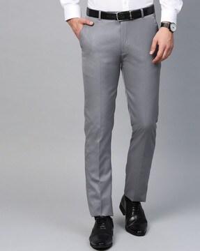 slim fit flat-front trousers