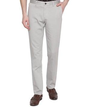 slim fit flat-front trousers