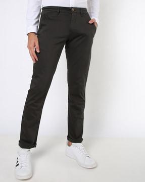 slim fit flat-front trousers