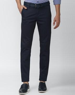 slim fit flat-front trousers