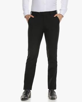 slim fit flat front trousers