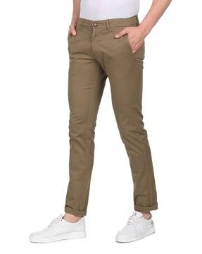 slim fit flat-front trousers