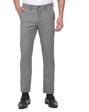 slim fit flat-front trousers