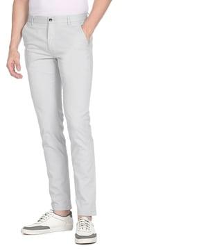 slim fit flat-front trousers