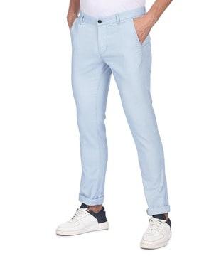 slim fit flat-front trousers