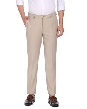 slim fit flat-front trousers