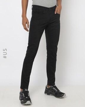 slim fit flat-front trousers