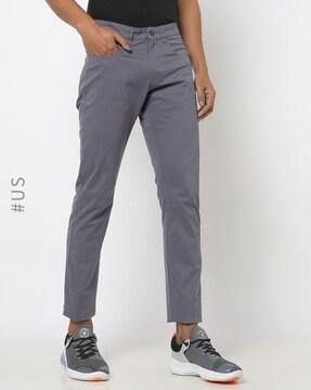 slim fit flat-front trousers