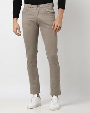 slim fit flat-front trousers