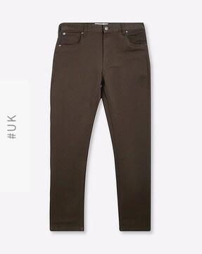 slim fit flat-front trousers