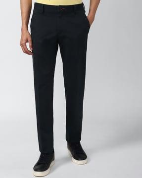 slim fit flat-front trousers